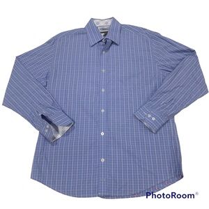 Johnston & Murphy tailored fit blue checkered dress shirt